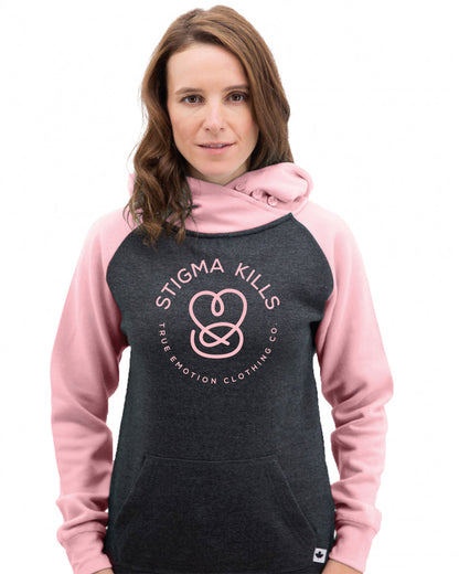 Ladies Stigmakills™ Hoodie - Dark heather with bridal rose