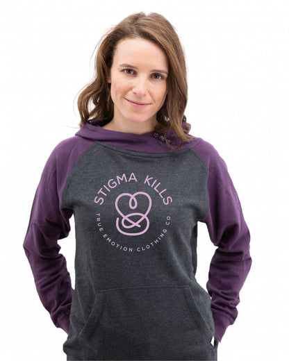 Ladies Stigmakills™ Hoodie - Dark heather with purple